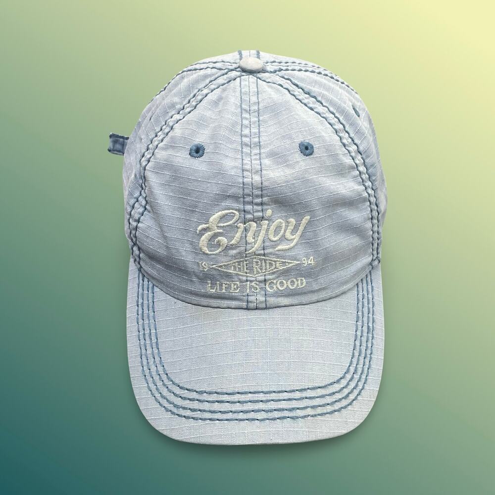 Life Is Good Enjoy The Ride Blue Ripstop Adjustable Hat Baseball Cap Unisex - Picture 11 of 11